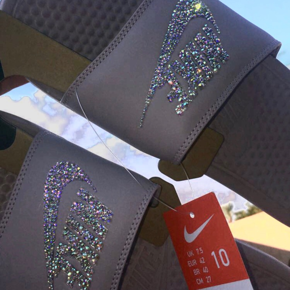 Custom Pink Rhinestone Crystal Bling Nike Slides